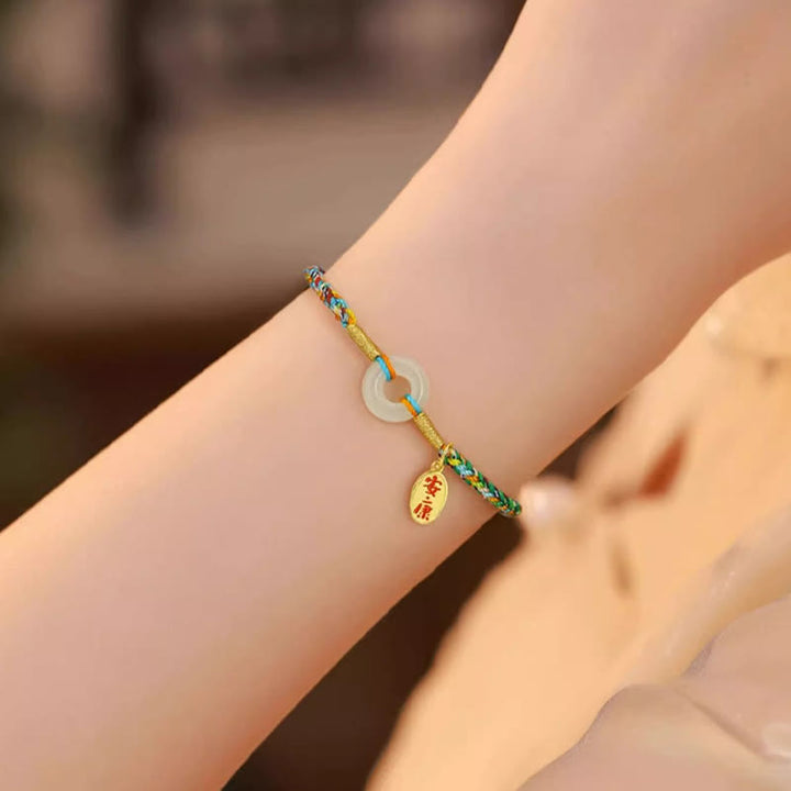 Buddha Stones ハンドメイド平和のお守りチャーム翡翠豊かさ925スターリングシルバーカラフルロープブレスレット - image 11