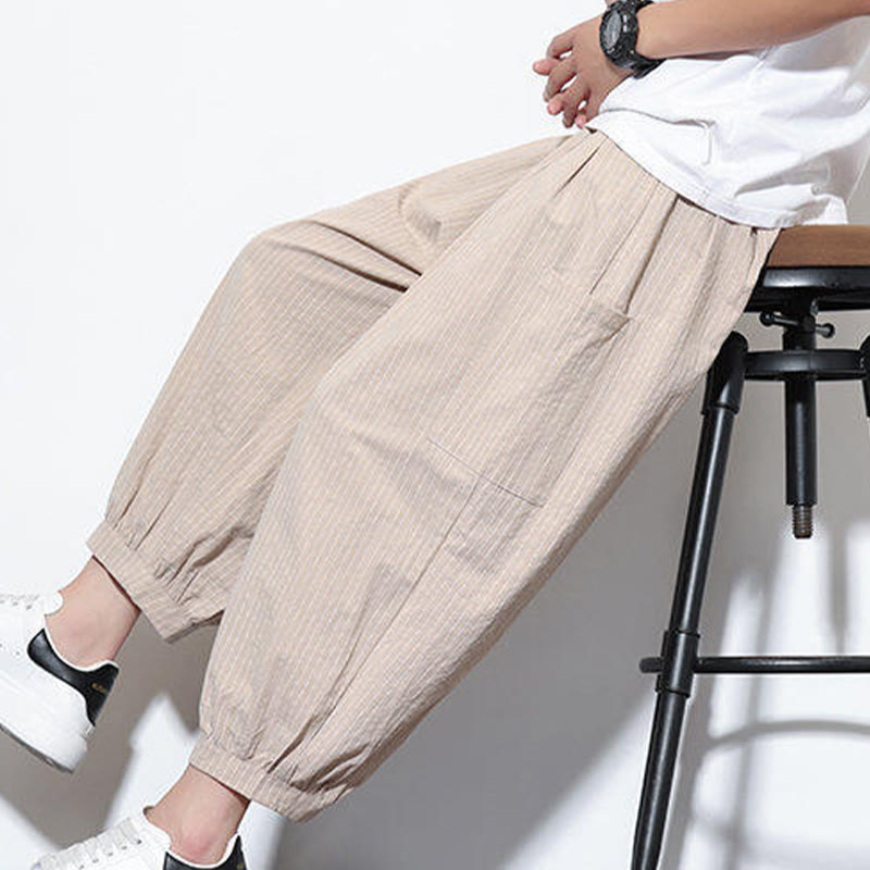 Buddha Stonesカジュアルストライプ メンズ コットン 7-8丈 ハーレムパンツ ポケット付き - image 7