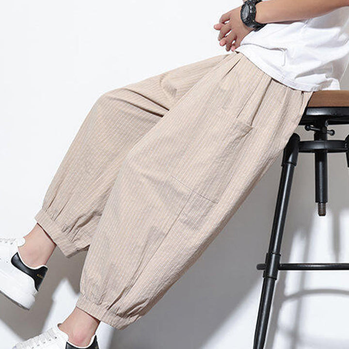 Buddha Stonesカジュアルストライプ メンズ コットン 7-8丈 ハーレムパンツ ポケット付き - image 7