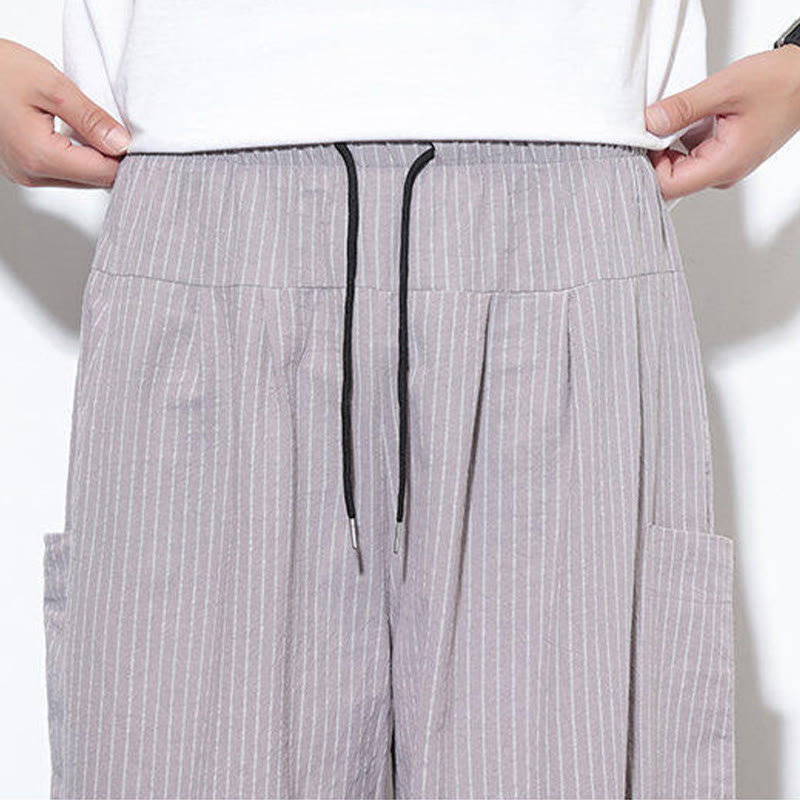 Buddha Stonesカジュアルストライプ メンズ コットン 7-8丈 ハーレムパンツ ポケット付き - image 19