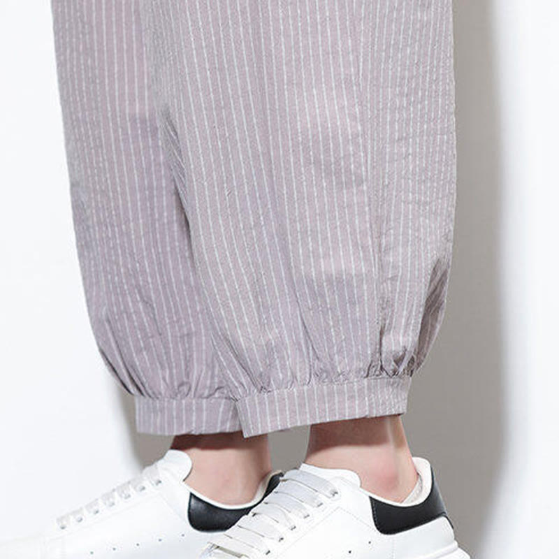 Buddha Stonesカジュアルストライプ メンズ コットン 7-8丈 ハーレムパンツ ポケット付き - image 14