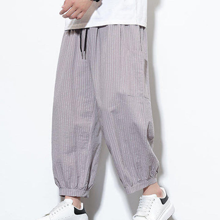 Buddha Stonesカジュアルストライプ メンズ コットン 7-8丈 ハーレムパンツ ポケット付き - image 17