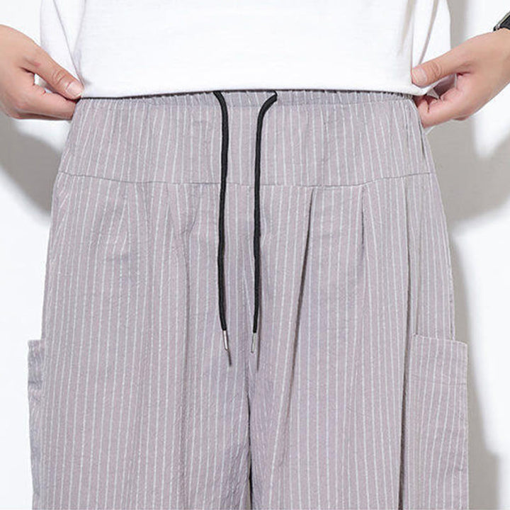Buddha Stonesカジュアルストライプ メンズ コットン 7-8丈 ハーレムパンツ ポケット付き - image 18