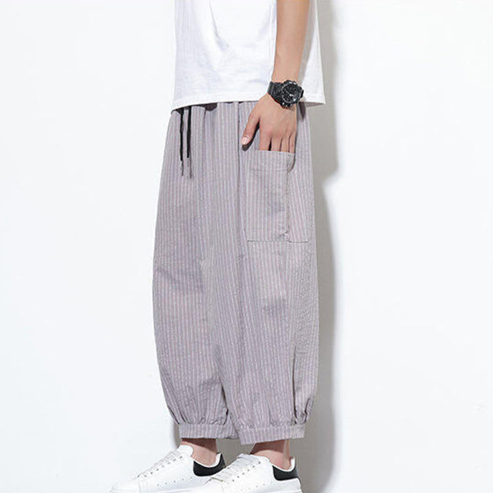 Buddha Stonesカジュアルストライプ メンズ コットン 7-8丈 ハーレムパンツ ポケット付き - image 12