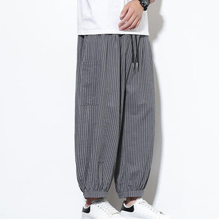 Buddha Stonesカジュアルストライプ メンズ コットン 7-8丈 ハーレムパンツ ポケット付き - image 23