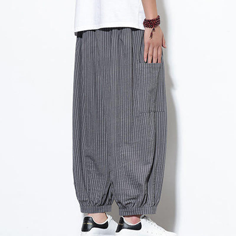 Buddha Stonesカジュアルストライプ メンズ コットン 7-8丈 ハーレムパンツ ポケット付き - image 28