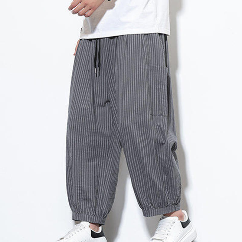 Buddha Stonesカジュアルストライプ メンズ コットン 7-8丈 ハーレムパンツ ポケット付き - image 27