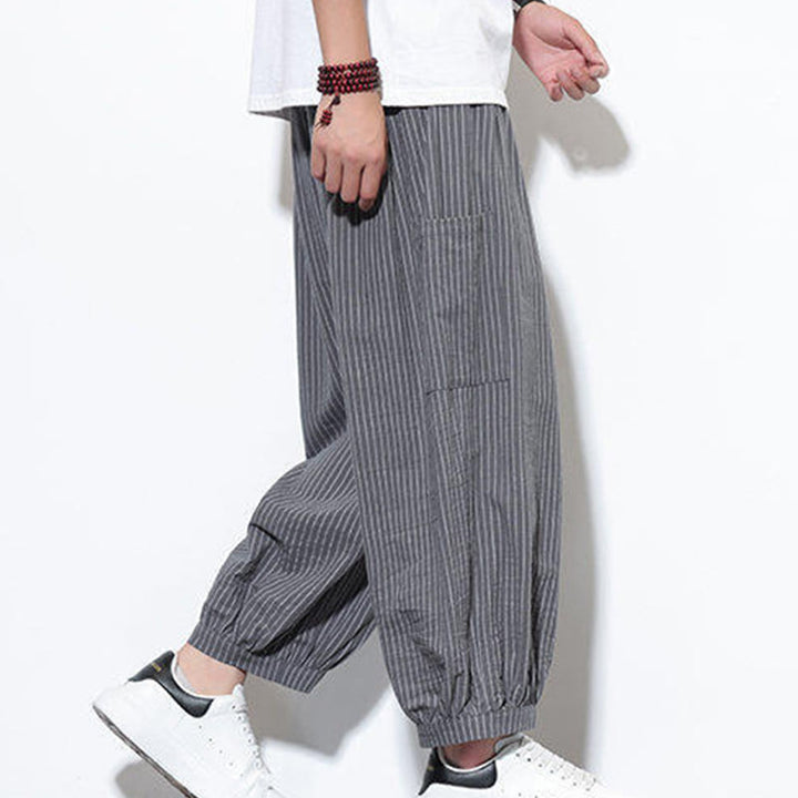 Buddha Stonesカジュアルストライプ メンズ コットン 7-8丈 ハーレムパンツ ポケット付き - image 25