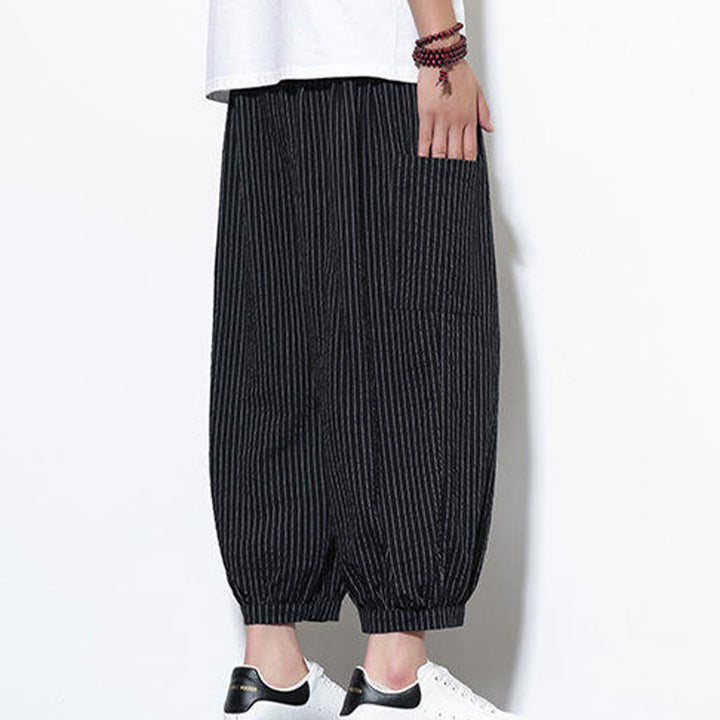 Buddha Stonesカジュアルストライプ メンズ コットン 7-8丈 ハーレムパンツ ポケット付き - image 33
