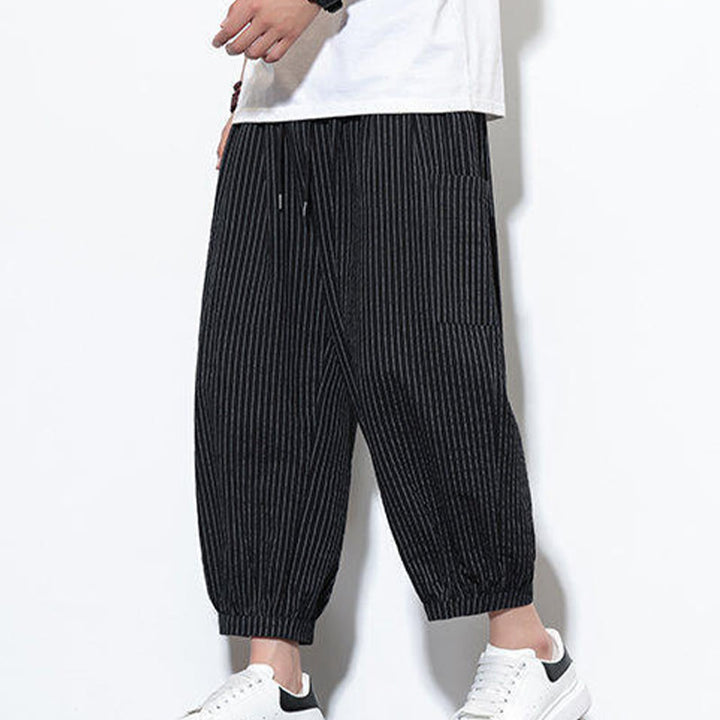 Buddha Stonesカジュアルストライプ メンズ コットン 7-8丈 ハーレムパンツ ポケット付き - image 32