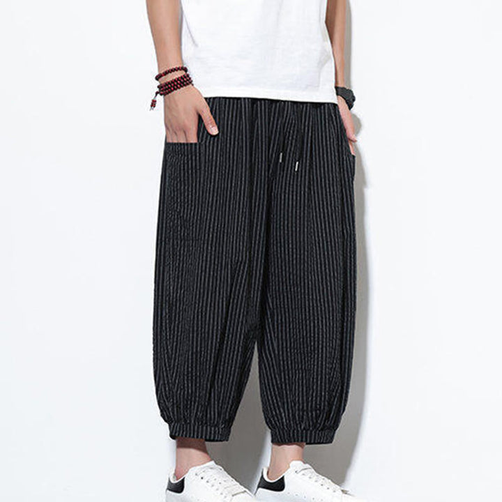 Buddha Stonesカジュアルストライプ メンズ コットン 7-8丈 ハーレムパンツ ポケット付き - image 32