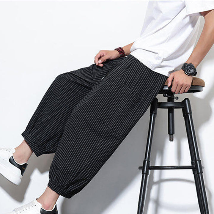 Buddha Stonesカジュアルストライプ メンズ コットン 7-8丈 ハーレムパンツ ポケット付き - image 37