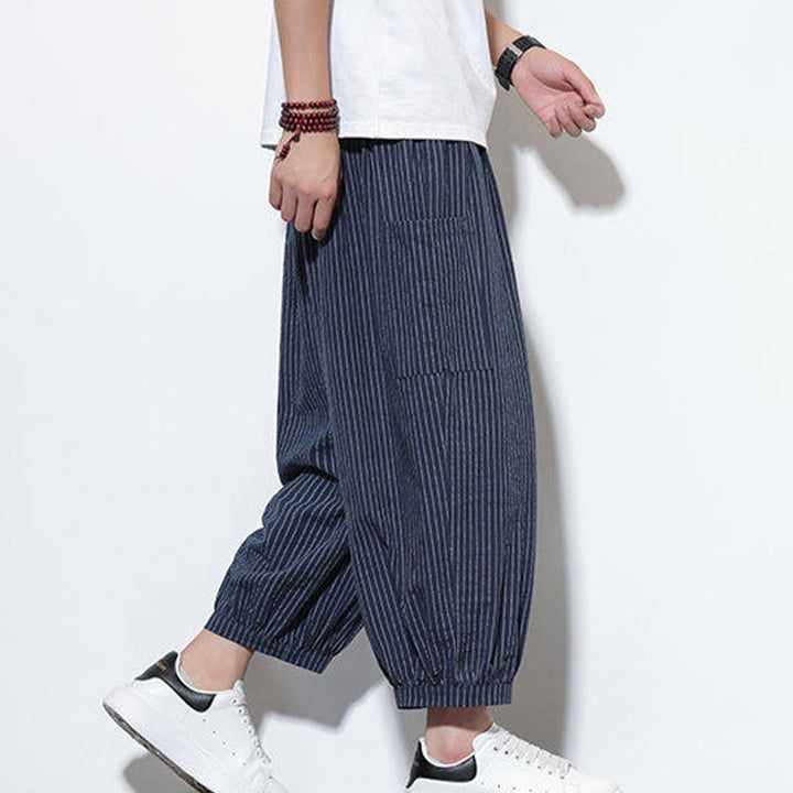 Buddha Stonesカジュアルストライプ メンズ コットン 7-8丈 ハーレムパンツ ポケット付き - image 44