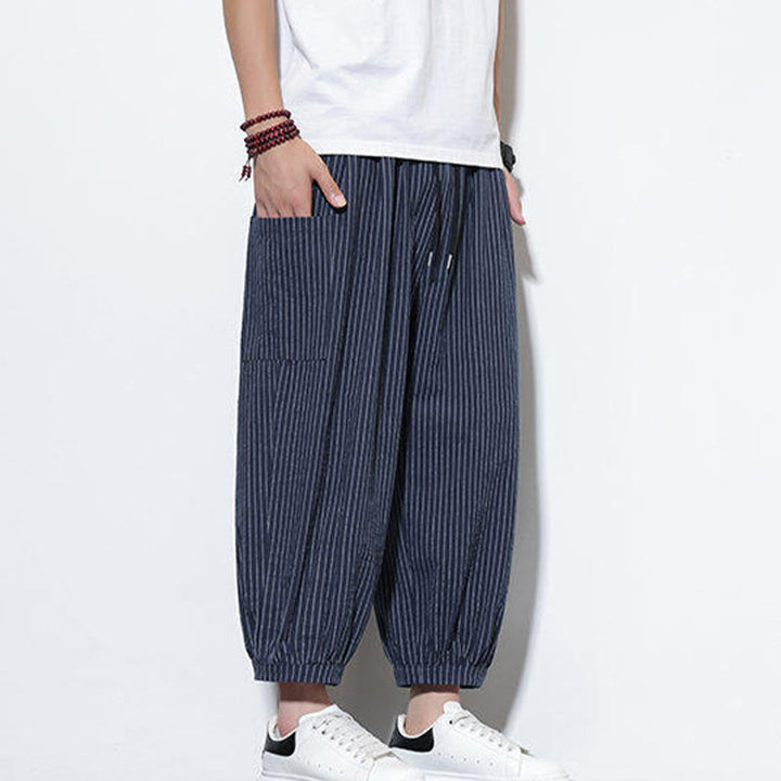 Buddha Stonesカジュアルストライプ メンズ コットン 7-8丈 ハーレムパンツ ポケット付き - image 42