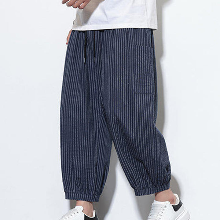 Buddha Stonesカジュアルストライプ メンズ コットン 7-8丈 ハーレムパンツ ポケット付き - image 42