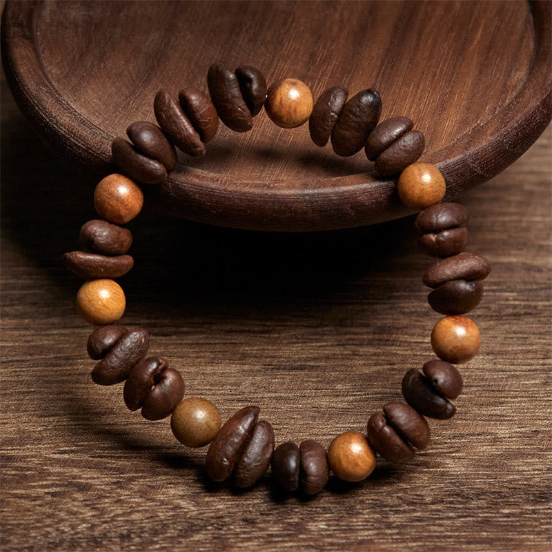Buddha Stones天然コーヒー豆 グリーンサンダルウッド ポジティブブレスレット - image 2