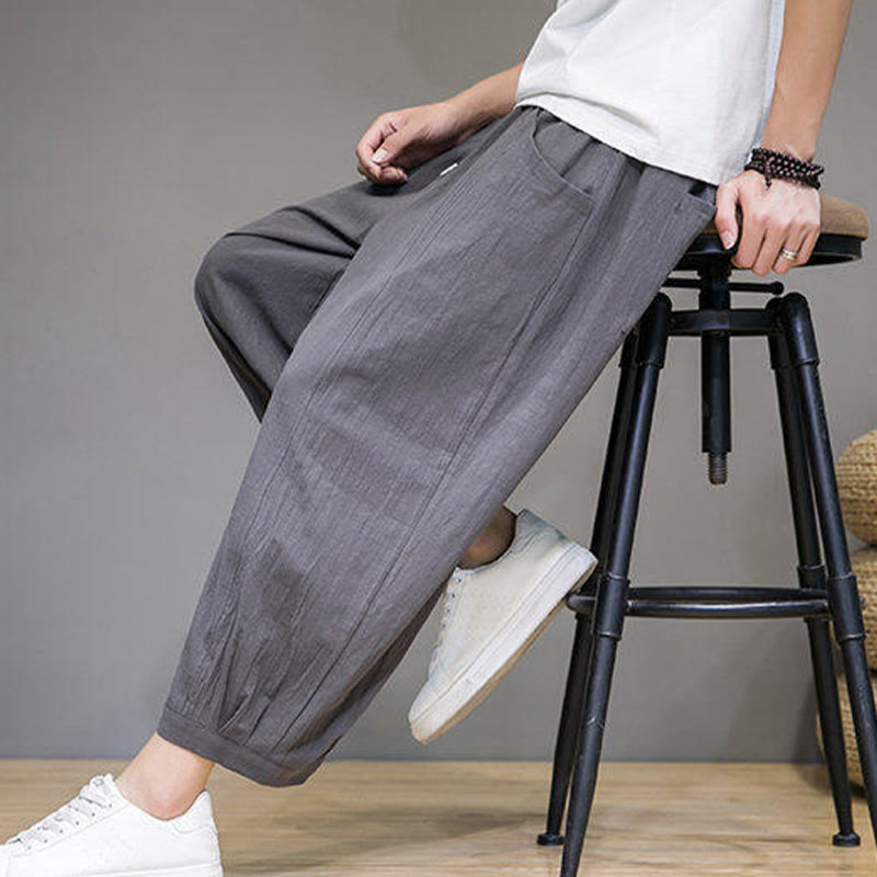 Buddha Stonesカジュアル 無地 メンズ コットン 7-8丈 ハーレムパンツ ポケット付き - image 8