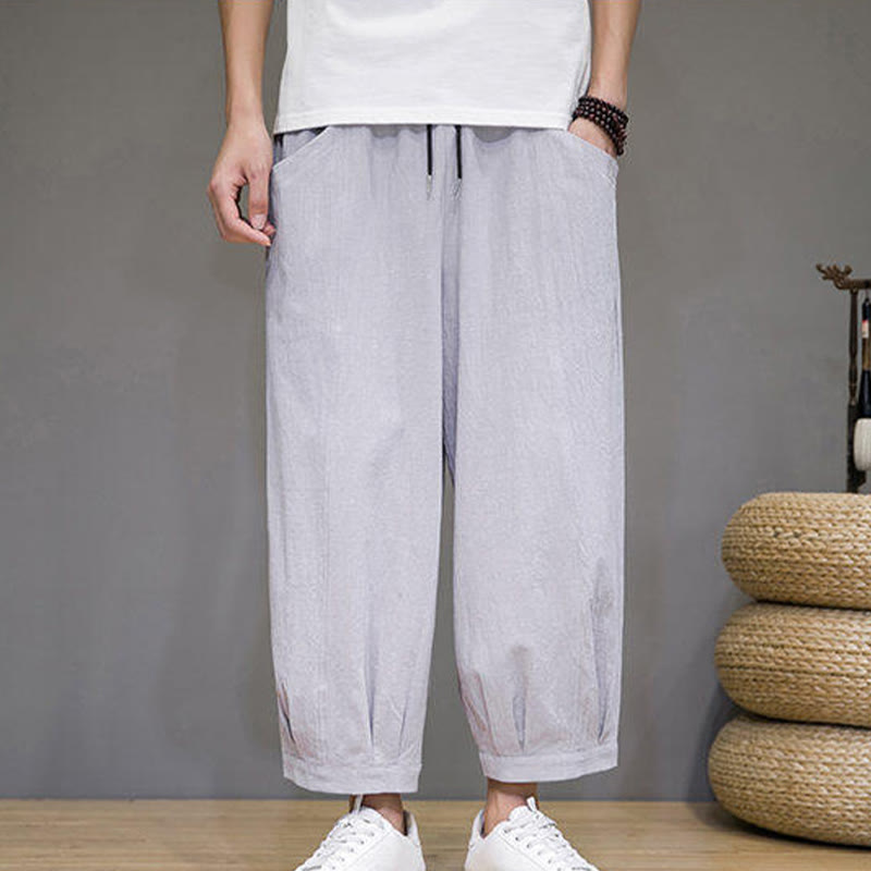 Buddha Stonesカジュアル 無地 メンズ コットン 7-8丈 ハーレムパンツ ポケット付き - image 14