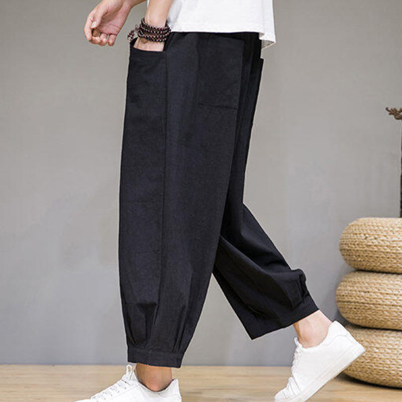 Buddha Stonesカジュアル 無地 メンズ コットン 7-8丈 ハーレムパンツ ポケット付き - image 22