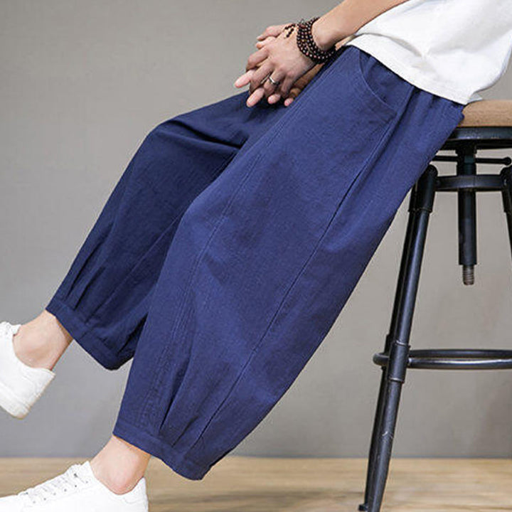 Buddha Stonesカジュアル 無地 メンズ コットン 7-8丈 ハーレムパンツ ポケット付き - image 35