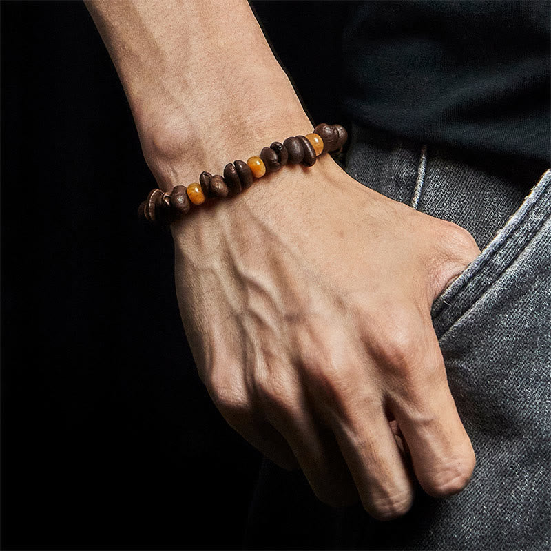 Buddha Stones天然コーヒー豆 グリーンアベンチュリン 黄龍翡翠 ビーズブレスレット - image 10
