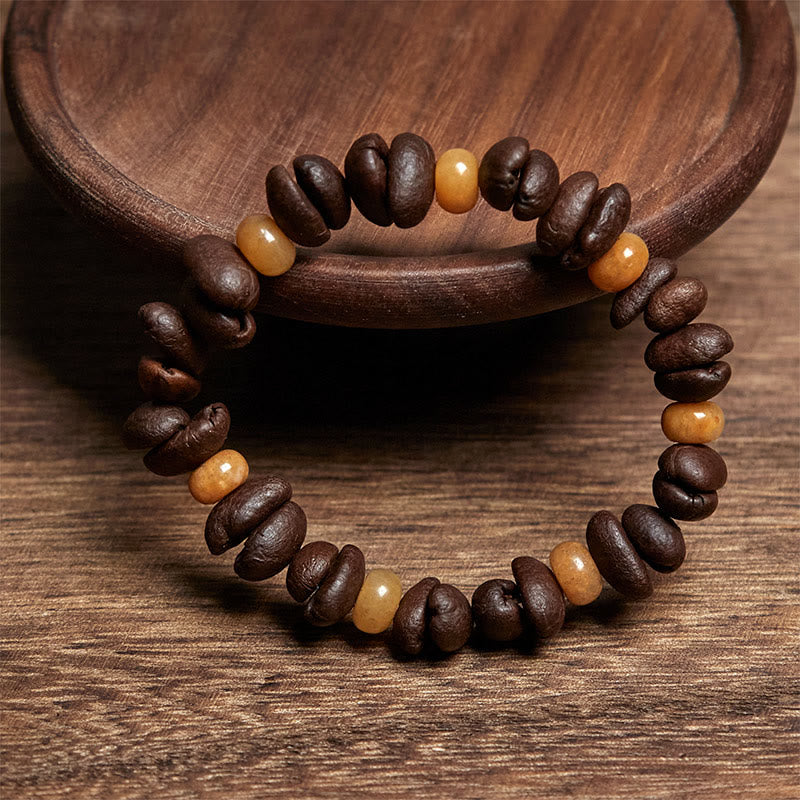 Buddha Stones天然コーヒー豆 グリーンアベンチュリン 黄龍翡翠 ビーズブレスレット - image 7