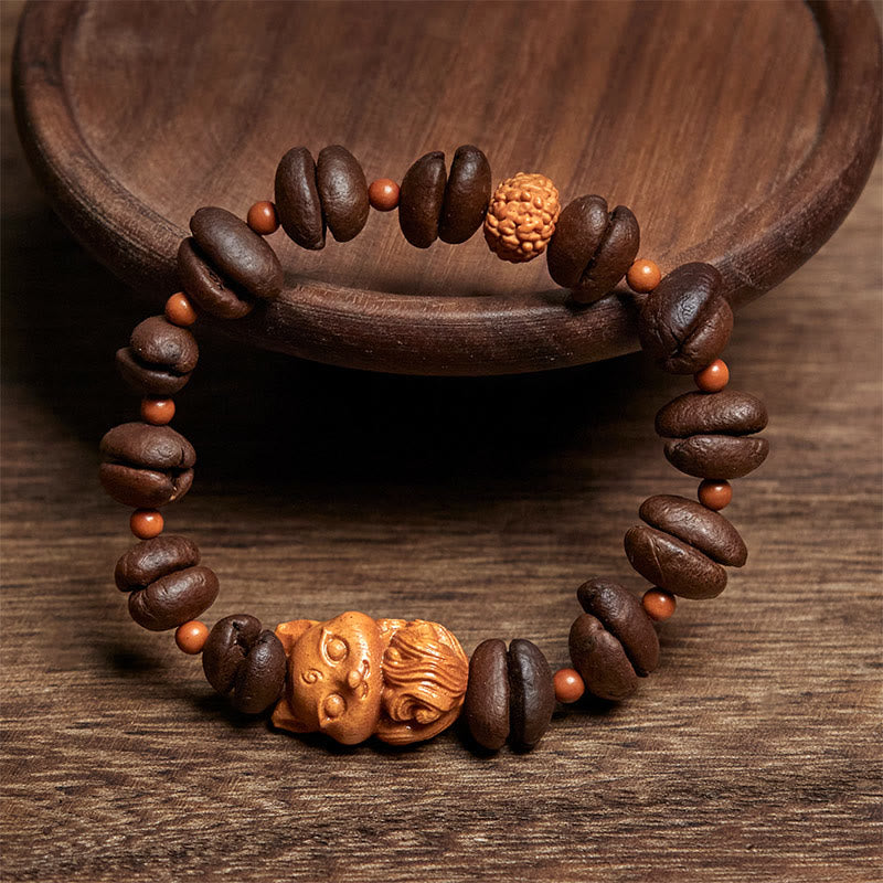 Buddha Stonesと天然キツネのコーヒー豆のウェンジウッドブレスレット - image 2