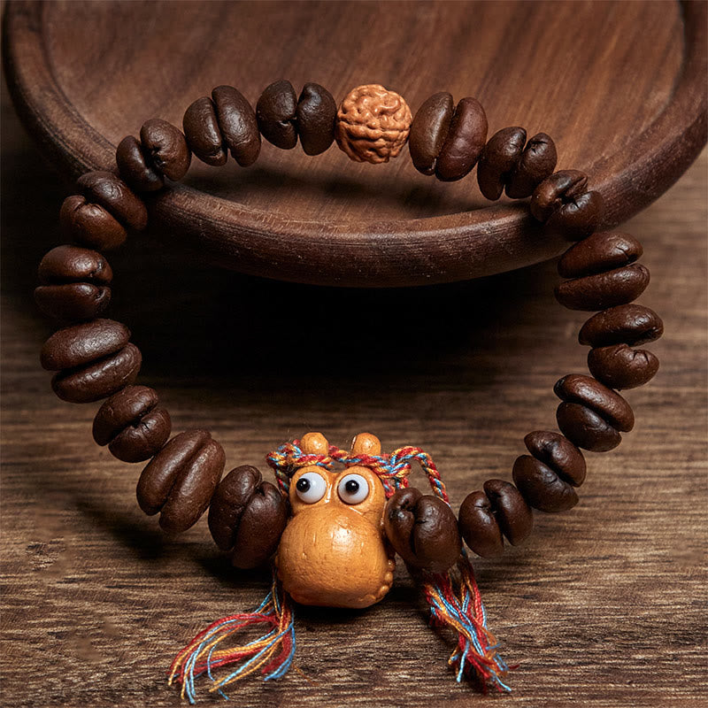 Buddha Stonesハンドメイドの面白いカバのコーヒー豆ウェンジウッドブレスレット - image 2