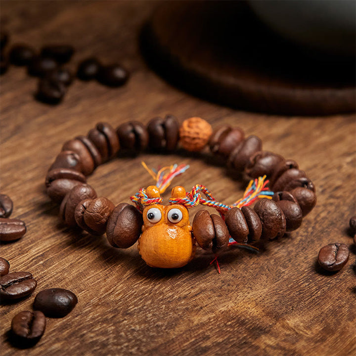 Buddha Stonesハンドメイドの面白いカバのコーヒー豆ウェンジウッドブレスレット - image 3