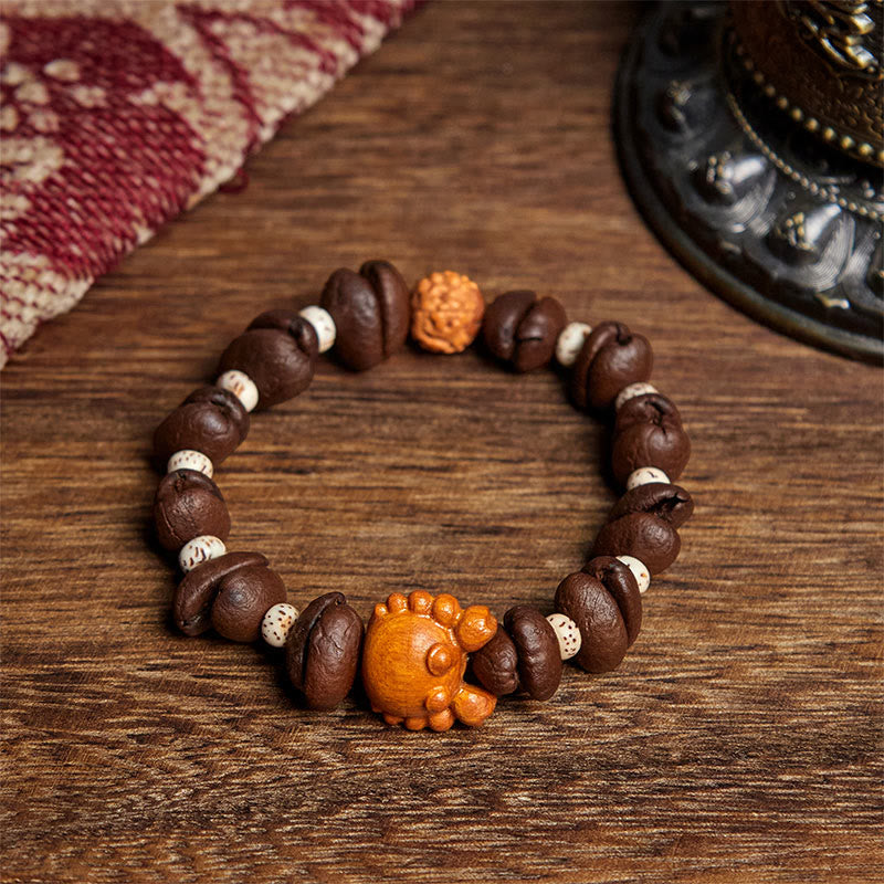 Buddha Stones、手作りカニ銅貨、コーヒー豆、ウェンジウッドブレスレット - コーヒービーン（手首周り：17.5cm） - image 1