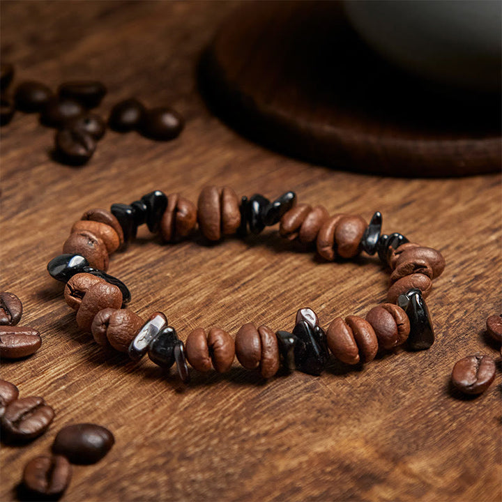 Buddha Stones天然コーヒー豆 黒曜石 ルチルクォーツ パワーブレスレット - image 3