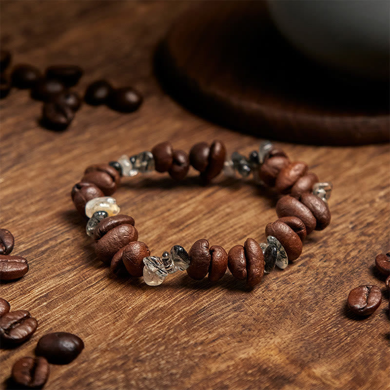 Buddha Stones天然コーヒー豆 黒曜石 ルチルクォーツ パワーブレスレット - image 9