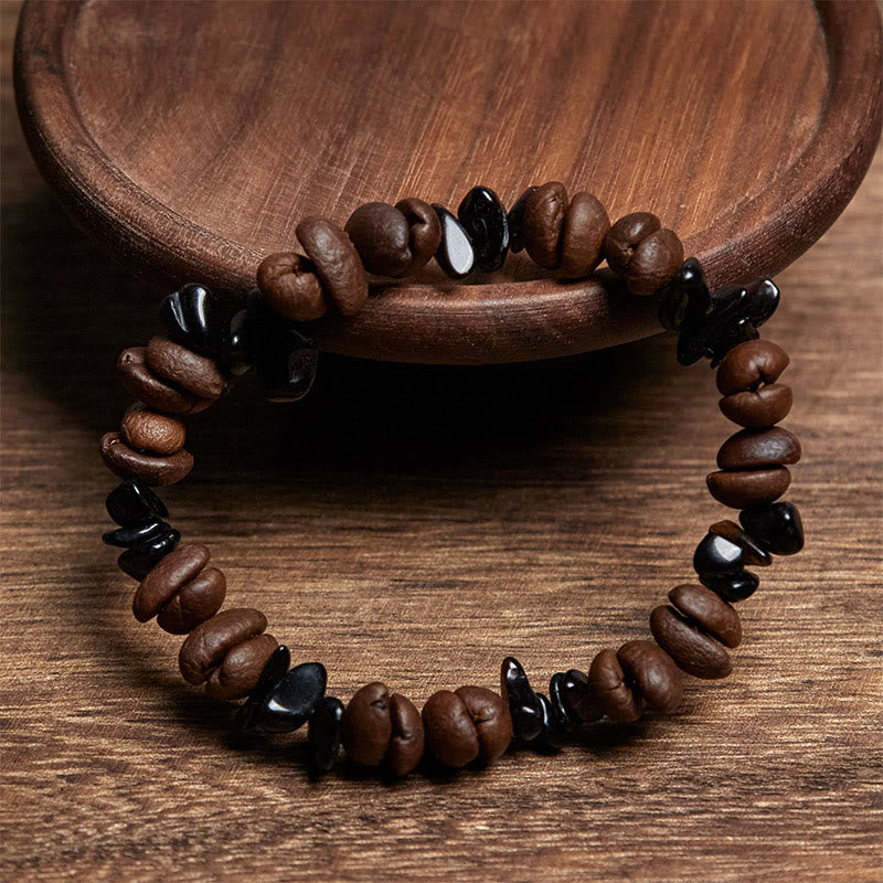 Buddha Stones天然コーヒー豆 黒曜石 ルチルクォーツ パワーブレスレット - image 2