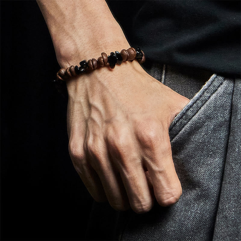 Buddha Stones天然コーヒー豆 黒曜石 ルチルクォーツ パワーブレスレット - image 5