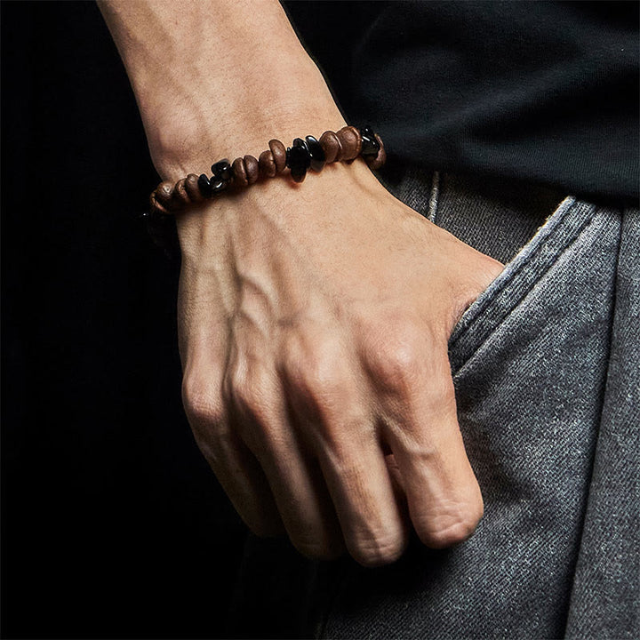 Buddha Stones天然コーヒー豆 黒曜石 ルチルクォーツ パワーブレスレット - image 5