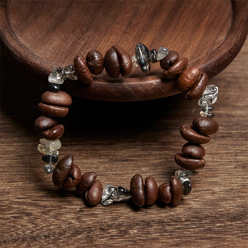 Buddha Stones天然コーヒー豆 黒曜石 ルチルクォーツ パワーブレスレット - image 8