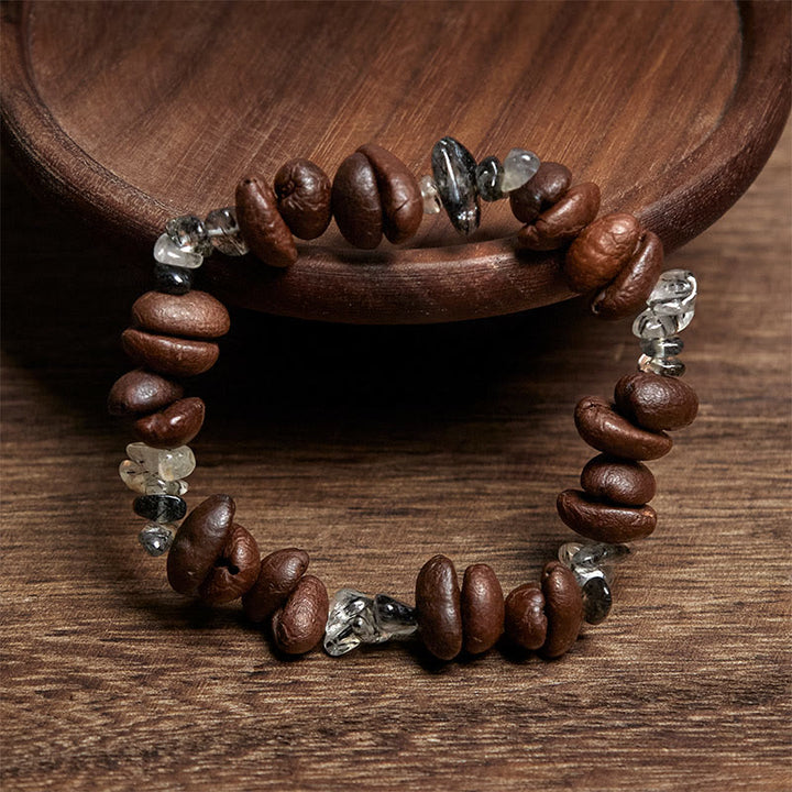 Buddha Stones天然コーヒー豆 黒曜石 ルチルクォーツ パワーブレスレット - image 8