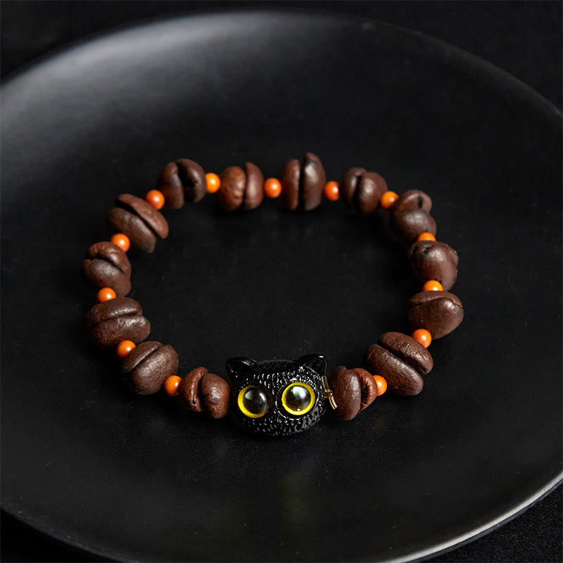 Buddha Stones天然かわいい猫コーヒー豆ブレスレット - image 9