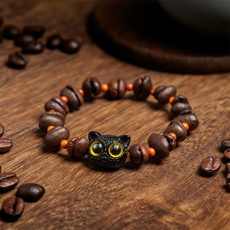 Buddha Stones天然かわいい猫コーヒー豆ブレスレット - image 8