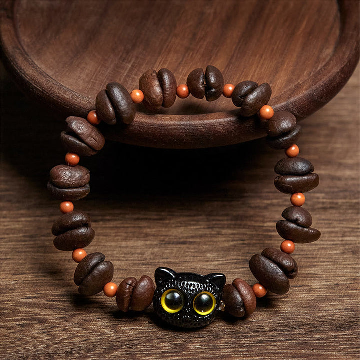 Buddha Stones天然かわいい猫コーヒー豆ブレスレット - image 7