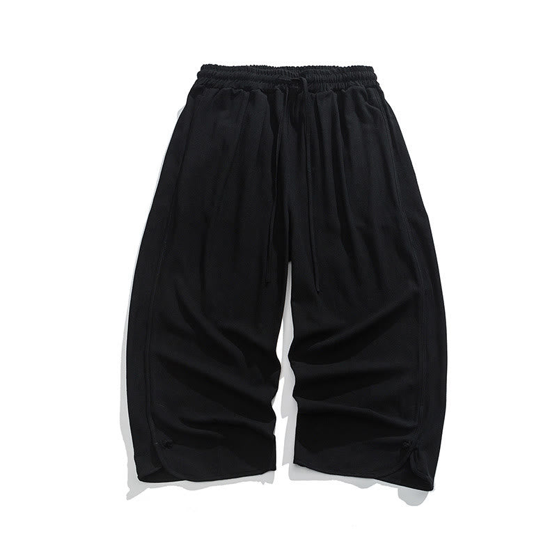 Buddha Stonesカジュアル ルーズ フロッグボタン 無地 メンズ コットンリネン 7-8丈パンツ ポケット付き - image 15