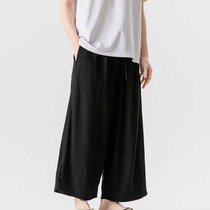 Buddha Stonesカジュアル ルーズ フロッグボタン 無地 メンズ コットンリネン 7-8丈パンツ ポケット付き - image 20