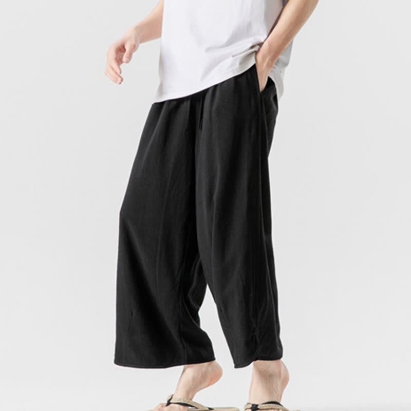 Buddha Stonesカジュアル ルーズ フロッグボタン 無地 メンズ コットンリネン 7-8丈パンツ ポケット付き - image 19