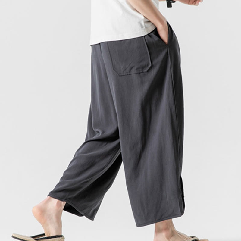 Buddha Stonesカジュアル ルーズ フロッグボタン 無地 メンズ コットンリネン 7-8丈パンツ ポケット付き - image 36