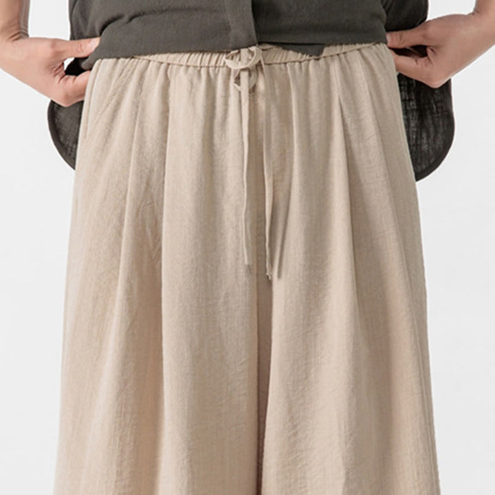 Buddha Stonesカジュアル ルーズ フロッグボタン 無地 メンズ コットン 7-8丈 ワイドレッグパンツ ポケット付き - image 11