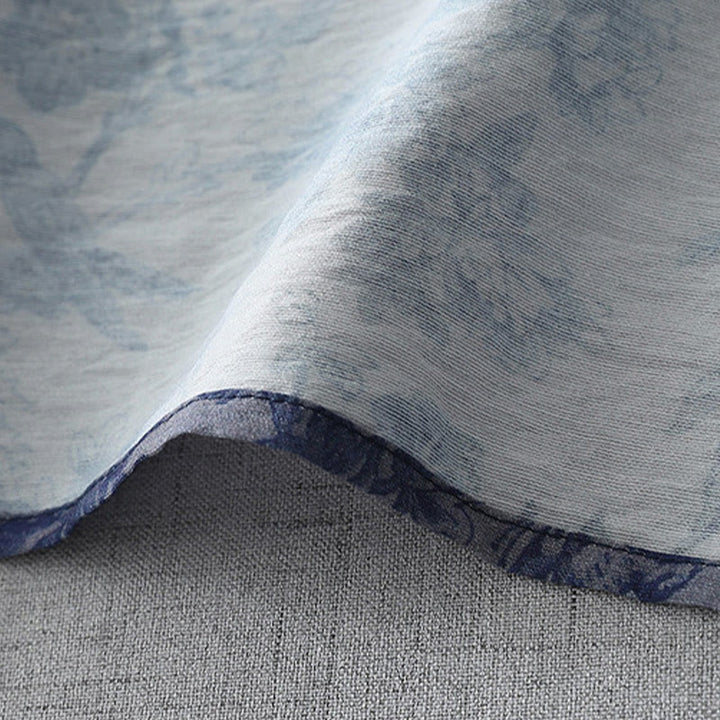 Buddha Stonesフラワーリーフプリントフロッグボタンハーフスリーブマンダリンカラーコットンミディドレス - image 8