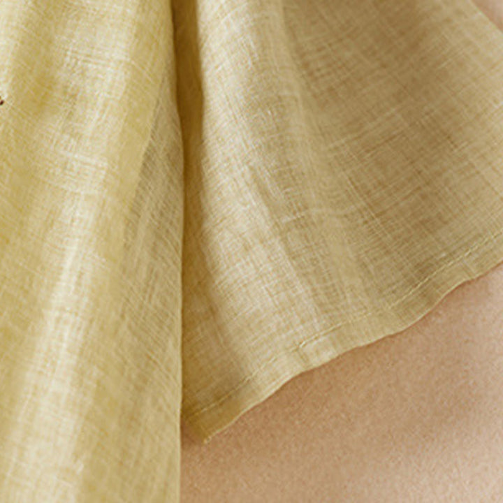 Buddha Stones刺繍リーフクルーネック半袖コットンファイバーミディドレス - image 2