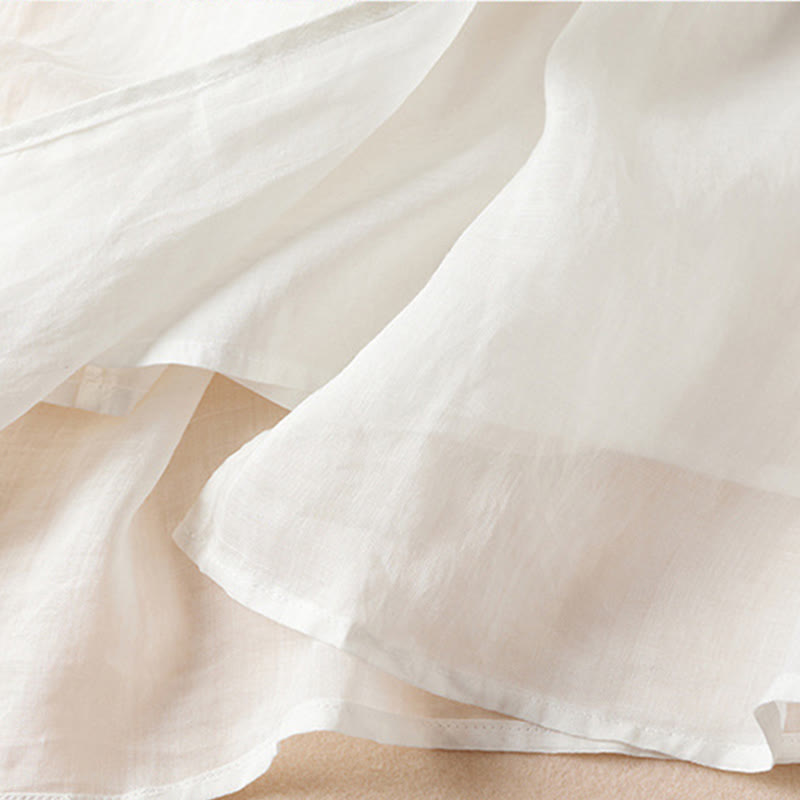 Buddha Stones刺繍リーフクルーネック半袖コットンファイバーミディドレス - image 12