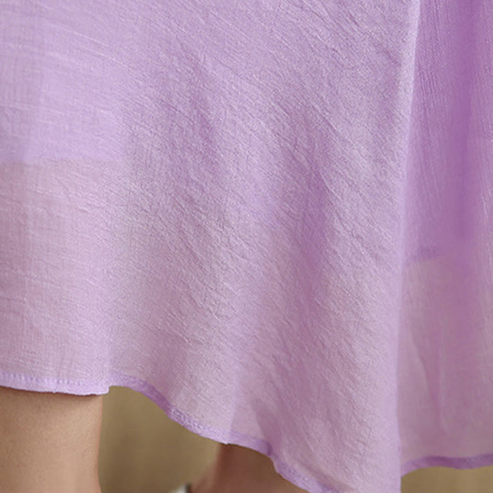 Buddha Stonesカジュアル プレーン フロッグボタン クルーネック 七分袖 コットン ミディドレス - image 13