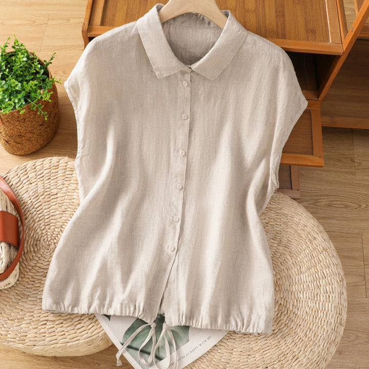 Buddha Stones夏 無地 ボタン 半袖 レディース コットンシャツ - リネン - US14、 UK/AU18、 EU46 (2XL) - image 23